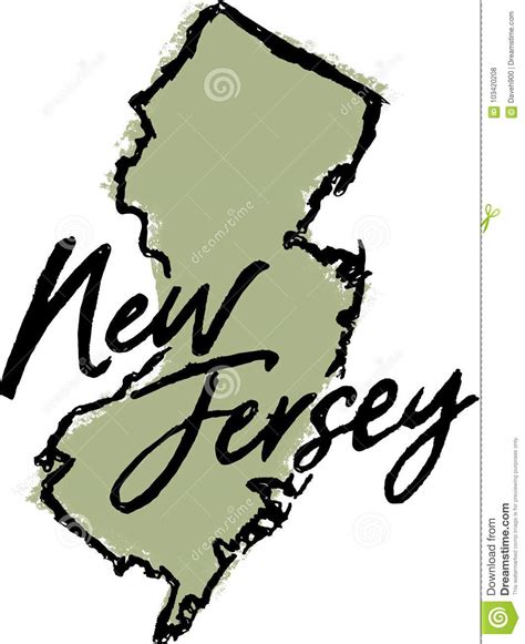 Hand Drawn New Jersey State Design Stock Vector