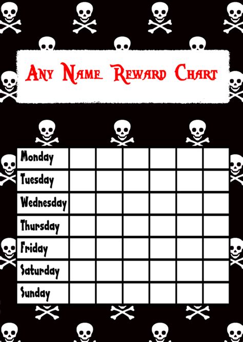 Black And White Skull And Crossbones Pirate Star Sticker Reward Chart The