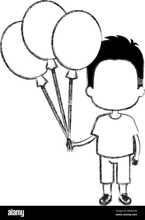 Happy Little Boy With Balloons Air Character Stock Vector Image And Art