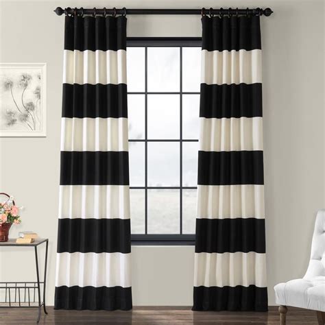 Exclusive Fabrics And Furnishings Onyx Black And Off White Room Darkening