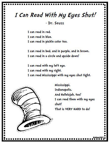 Poems And Songs Dr Seuss Activities Dr Seuss Preschool Dr Seuss