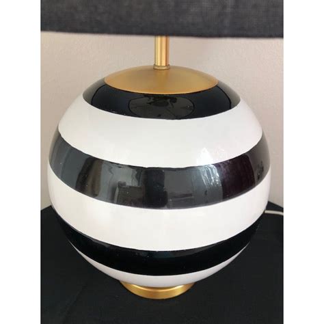Kate Spade New York Black And White Striped Globe Table Lamp With Black