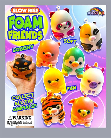 2 Slow Rise Foam Friends Vending Machine Toy Capsules
