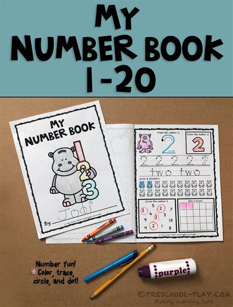 Printable Number Book Preschool Play Math Activities Preschool