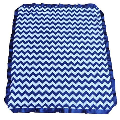 Satin Trim Chevron Blanket In Navy Blue Chevron Blanket Trendy Baby