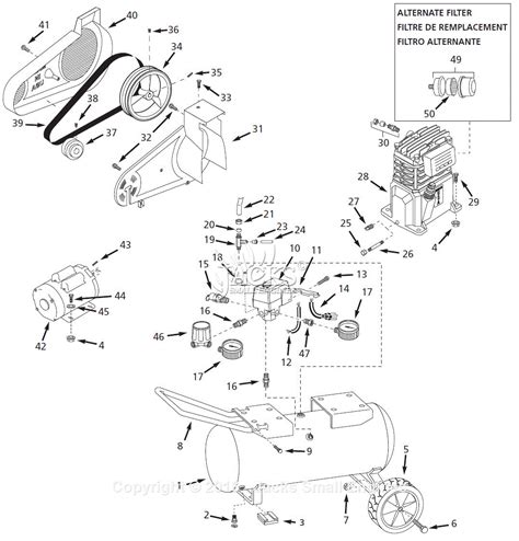 Campbell Hausfeld VT629003 Parts Diagram For Air Compressor Parts