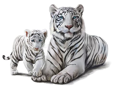 Two White Tigers Stock Illustration Illustration Of Earth 49267804