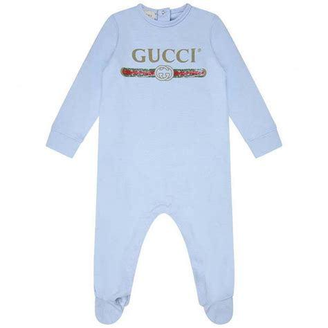 Gucci Blue Cotton Babygrow Baby Boy Gender Baby Designer Kids