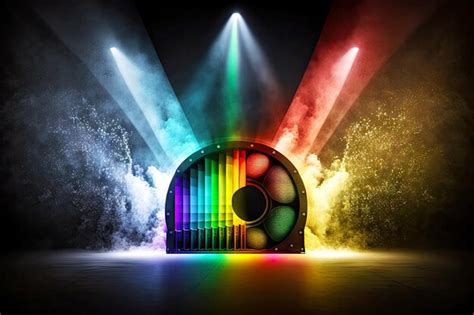 Premium Photo Rainbow Lights Illuminating Modern Concert With Audio