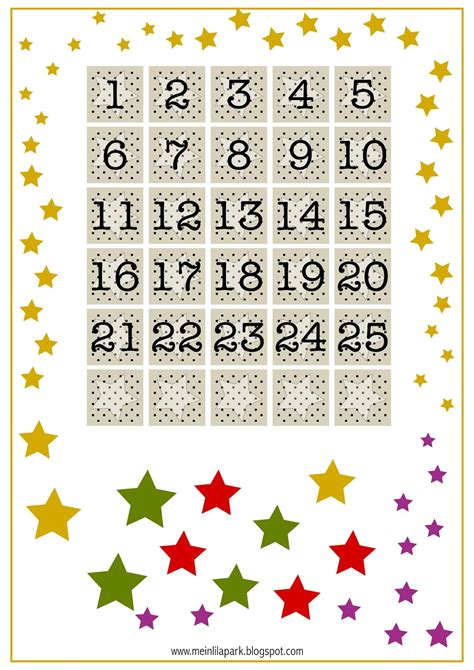 Advent Calendar Numbers Printable Pdf Printable Word Searches