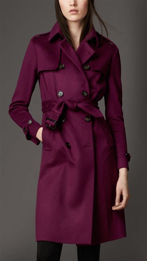 Lyst Burberry Long Double Cashmere Trench Coat In Purple