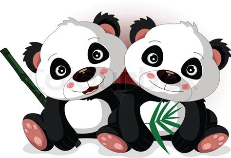 Vector Illustration Of Funny Couple Panda Cartoon Stock Vector