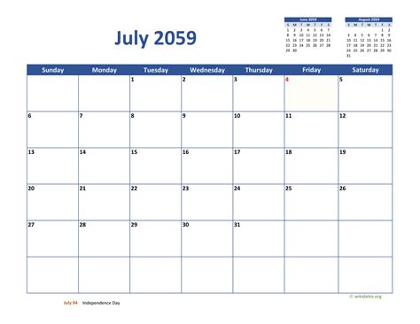 July 2059 Calendar Classic