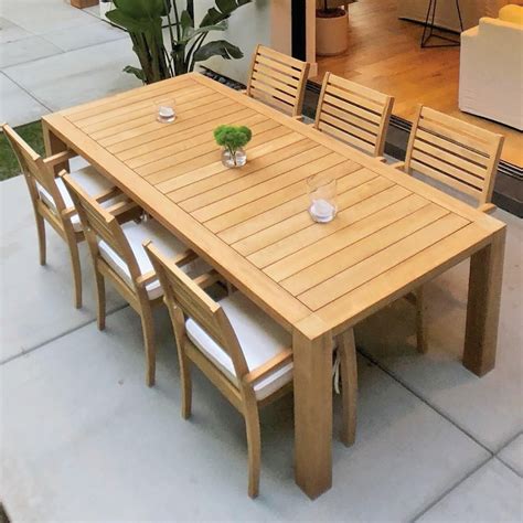 Avant 7 Piece Teak Patio Dining Set W 94 X 44 Inch Rectangular Table