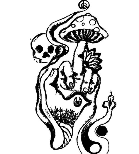 Trippy Nature Hand Middlefinger Drawing By Savera Company Redbubble