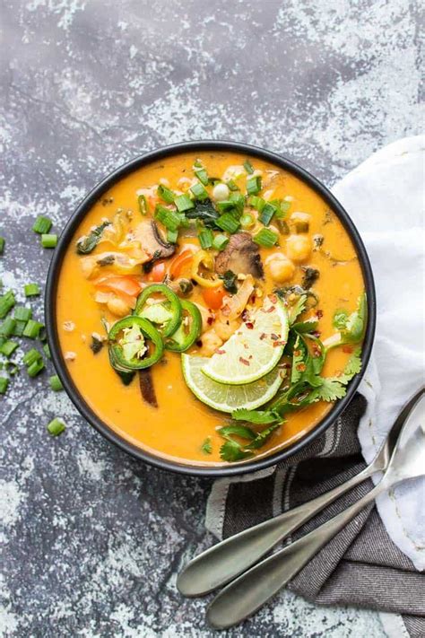 Coconut curry pumpkin soup is a bowl of comfort with a kick. 20 Minute Vegan Coconut Curry Soup - Veggies Don't Bite