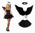 Disfraz De Angel Caido O Negro Con Aro Y Tutu Para Halloween - $ 790.00 ...