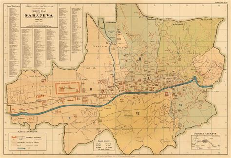 Vintage Map Of Sarajevo From 1932 Antique Maps Vintage World Maps
