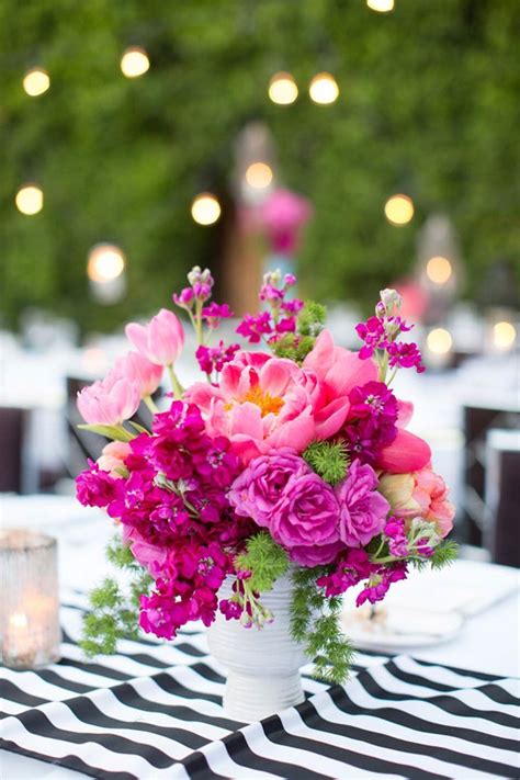 Colorful Palm Springs Wedding Pink Flower Arrangements Pink Wedding