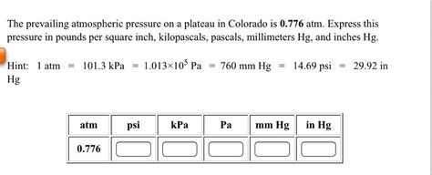 What is an atmosphere (atm)? Answered: The prevailing atmospheric pressure on… | bartleby