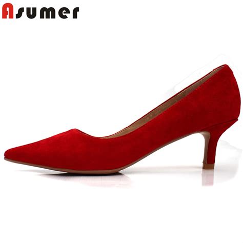 Asumer 2021 Fashion Shoes Woman Pointed Toe Shallow Elegant Pumps Women Shoes Thin Heel Suede