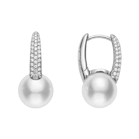Mikimoto 8mm Cultured Pearl And Diamond Earrings Mea10229adxw Mayors