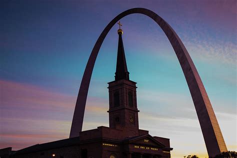 Saint Louis Arch And Cathedral At Dawn Photograph By Gregory Ballos