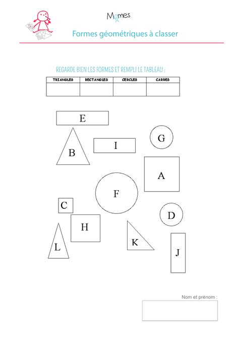 Tableau des formes géométriques: exercice - Momes.net