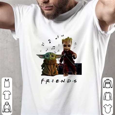 Official Baby Yoda And Baby Groot Friends Music Note Shirt Hoodie
