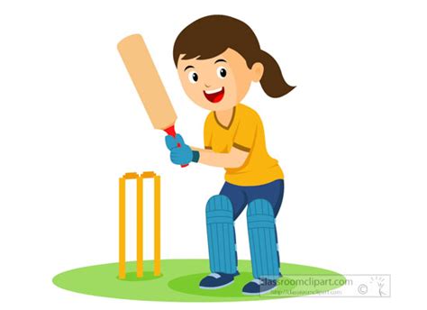 Cricket Clipart Girl At Bat Playing Cricket Clipart Classroom Clipart