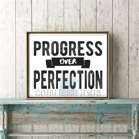 Progress Over Perfection Motivational Quote Art Print