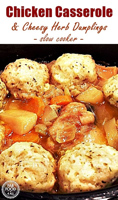 Chicken Casserole And Cheesy Herb Dumplings Fab Food 4 All