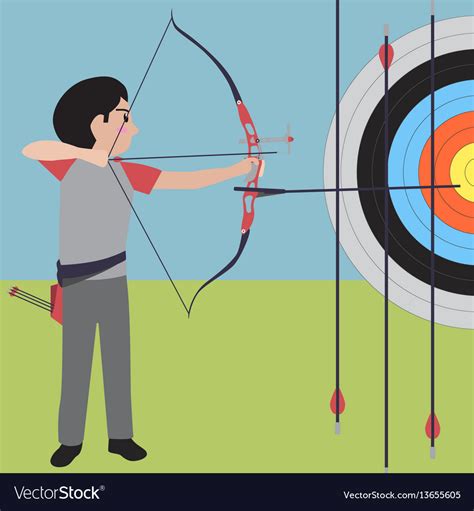Archery Athletic Sport Cartoon Set Royalty Free Vector Image