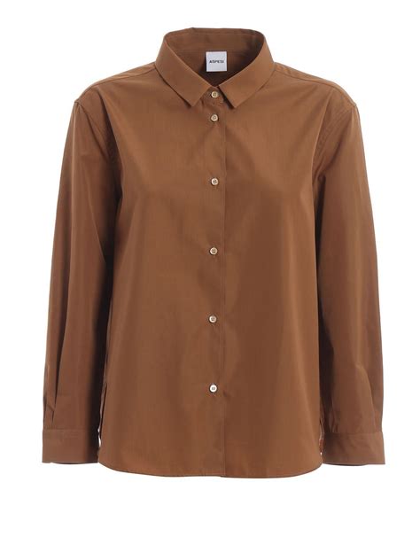 Aspesi Brown Cotton Shirt In Brown Lyst