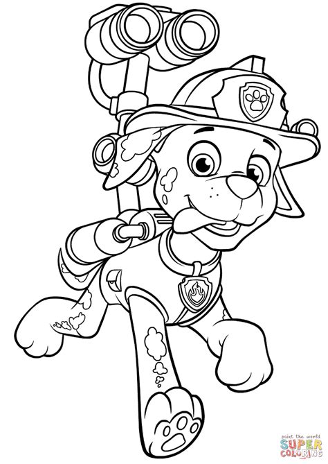 Paw Patrol Marshall With Water Cannon Coloring Page Free Printable