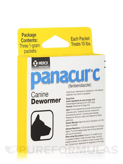 Panacur is a broad spectrum wormer for cats and dogs, and is also suitable for puppies and kittens. Panacur® C (fenbendazole) Canine Dewormer (Treats 10 lbs ...