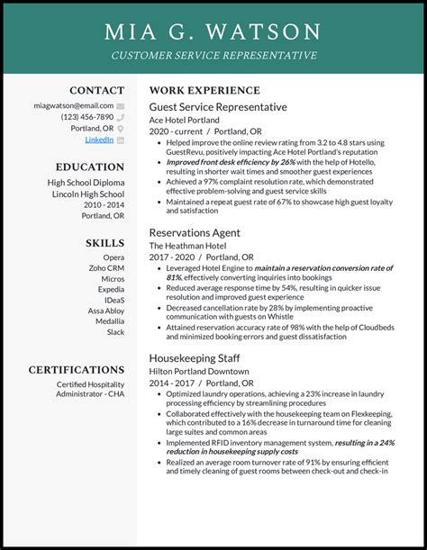 Hospitality Resume Examples To Win The Job In