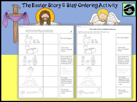 The Easter Story 6 Step Ordering Worksheet Teaching Resources