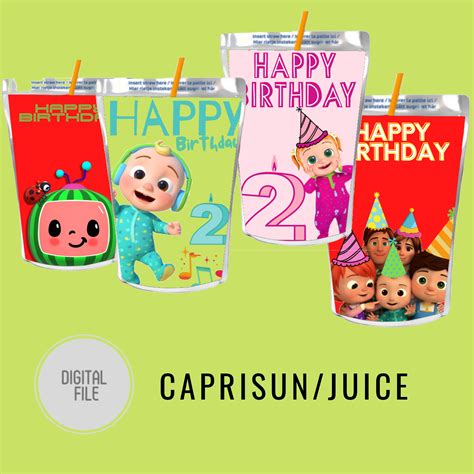 Cocomelon Capri Sun Labels Party Printable Digital Download Etsy Uk