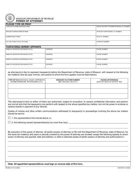 Missouri Power Of Attorney Form Free Templates In Pdf Word Excel To
