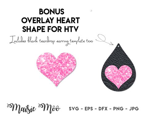 Valentine Earring Templates Love Heart Earring Svg