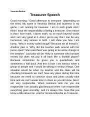 Treasurer Speech Docx Veronica Beshai Treasurer Speech Good Morning