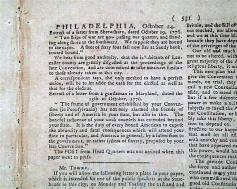 Philadelphia Newspaper From 1776