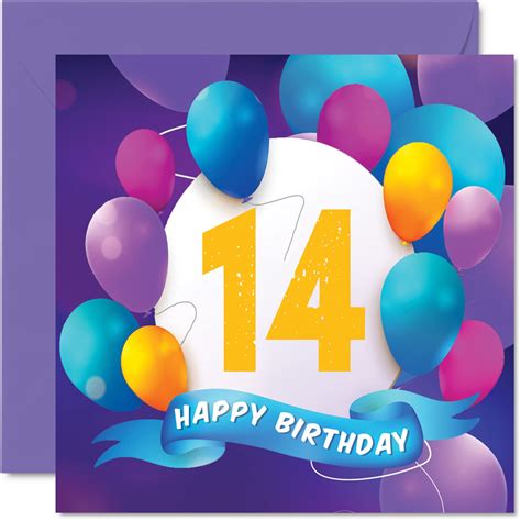 Buy 14th Birthday Card For Boys Girls Balloon Party Happy Birthday
