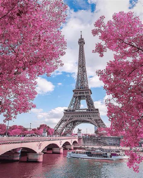 Pink View At Eiffel Tower 🌸 Paris France Photo By Kyrenian Eiffel