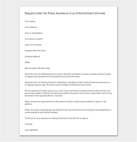 Request Letter For Police Assistance In An Event Format And Samples