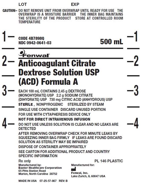 Dailymed Acd A Anticoagulant Citrate Dextrose Solution Formula A