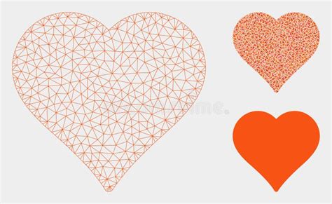 Heart Vector Mesh 2d Model And Triangle Mosaic Icon Stock Vector