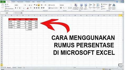 Cara Menggunakan Rumus Persentase Di Microsoft Excel Youtube