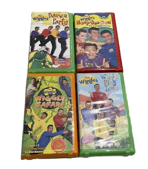 LOT OF 4 The Wiggles VHS Dance Party Wiggly Safari Wiggle Play Time